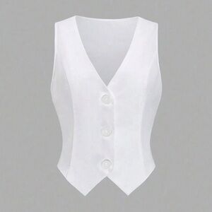 Elegant White Women's Suit Vest